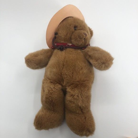 Cowboy Teddy Bear Plush Hat Neckerchief Large 20" Velour Feet Soft No Tag *FLAW - Picture 6 of 12